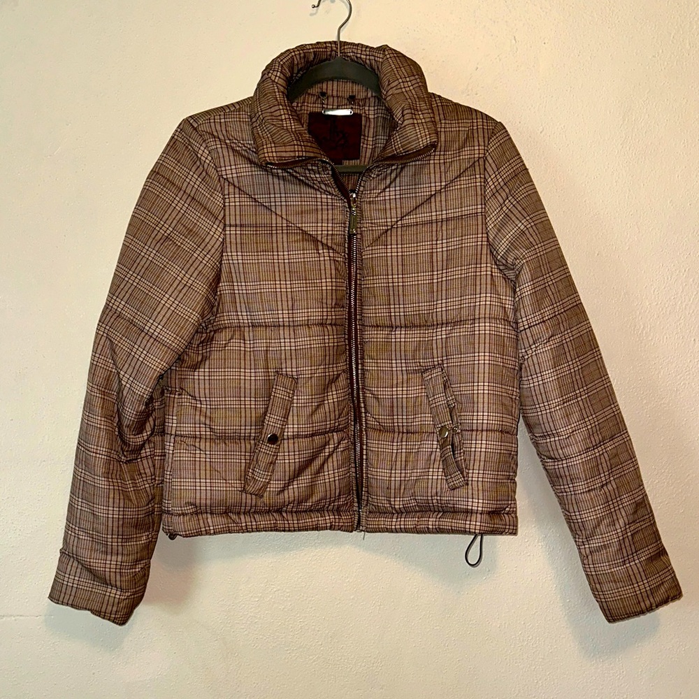 Plaid Brown Puffer Jacket